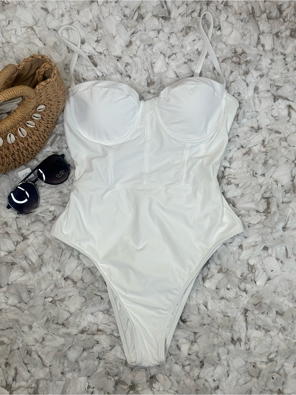 Lulus White One-Piece Swimsuit Size Large NWT Beach Vacation